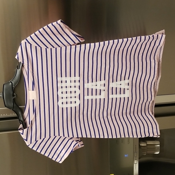 💕CINQ A SEPT💕 Boatneck Striped Graphic Tee ~ Ooh La La Small S NWT - Picture 1 of 10